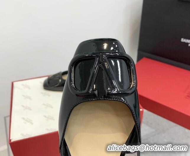 Sophisticated Valentino VLogo Patent Leather Slingback Sandals Black 214136