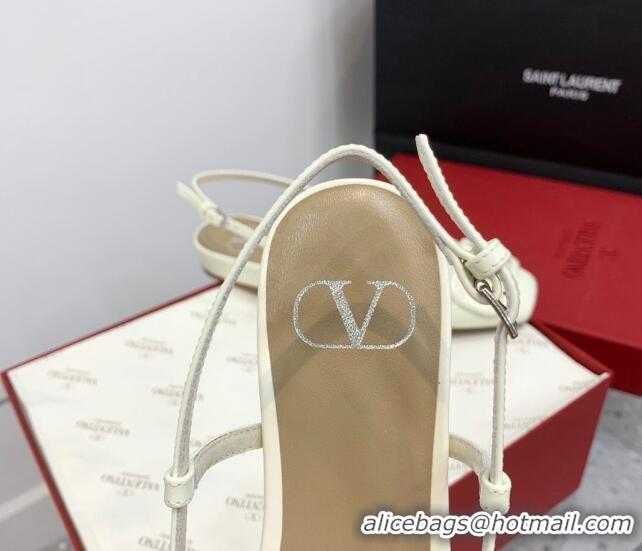 Low Price Valentino VLogo Patent Leather Slingback Sandals White 214137