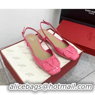 Sumptuous Valentino VLogo Patent Leather Slingback Sandals Pink 214138