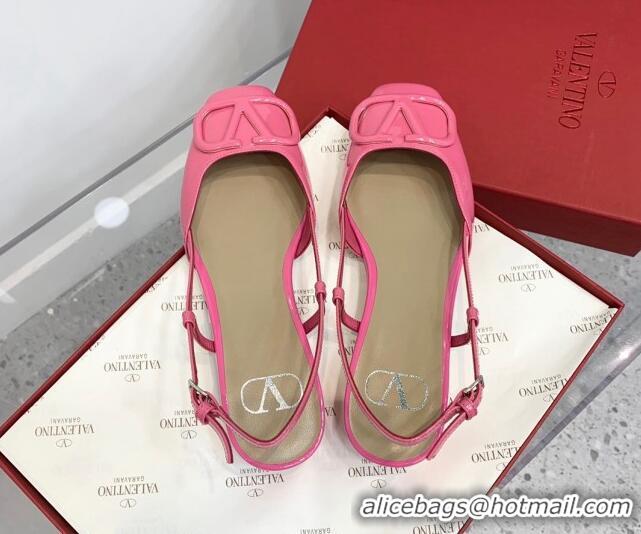 Sumptuous Valentino VLogo Patent Leather Slingback Sandals Pink 214138