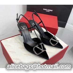 Good Quality Valentino Classic Velvet Slingback Pumps 8cm 1214140