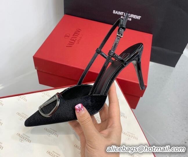 Good Quality Valentino Classic Velvet Slingback Pumps 8cm 1214140