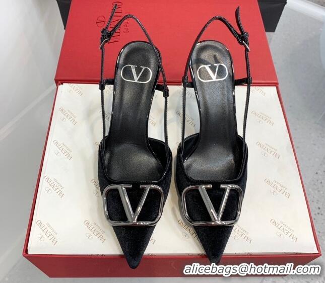 Good Quality Valentino Classic Velvet Slingback Pumps 8cm 1214140