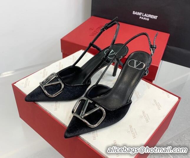 Good Quality Valentino Classic Velvet Slingback Pumps 8cm 1214140