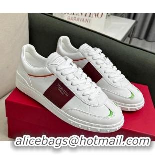 Stylish Valentino Upvillage Sneakers in Nappa Calfskin White/Burgundy 218079