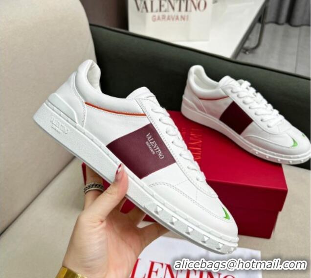 Stylish Valentino Upvillage Sneakers in Nappa Calfskin White/Burgundy 218079