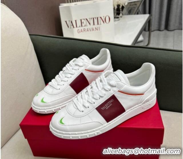 Stylish Valentino Upvillage Sneakers in Nappa Calfskin White/Burgundy 218079