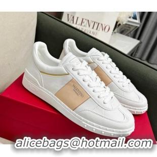 Fashion Luxury Valentino Upvillage Sneakers in Nappa Calfskin White/Apricot 1218082