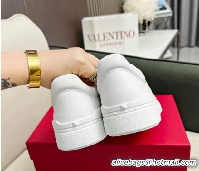 Fashion Luxury Valentino Upvillage Sneakers in Nappa Calfskin White/Apricot 1218082