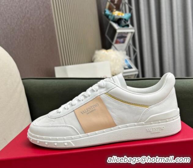 Fashion Luxury Valentino Upvillage Sneakers in Nappa Calfskin White/Apricot 1218082