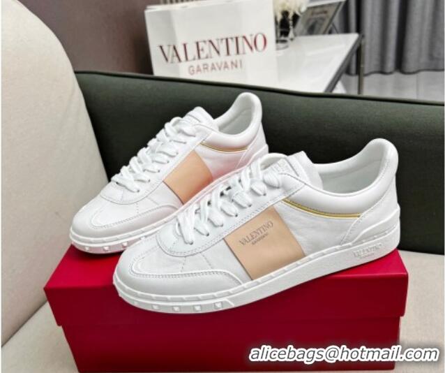 Fashion Luxury Valentino Upvillage Sneakers in Nappa Calfskin White/Apricot 1218082