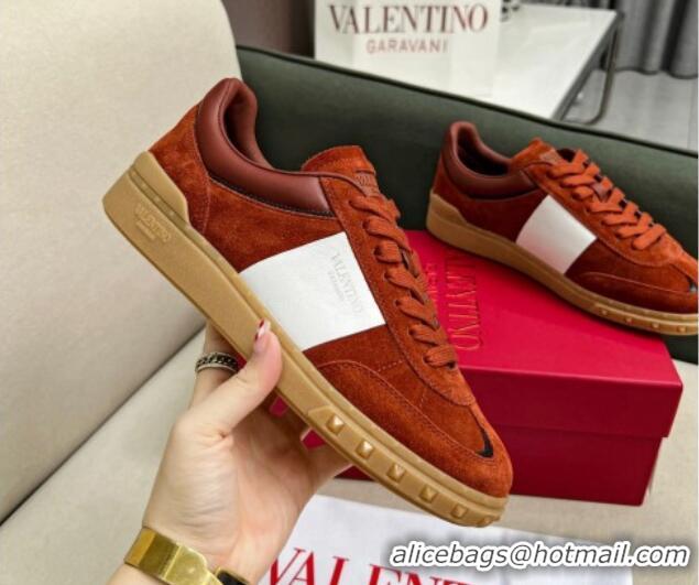 Fashion Valentino Upvillage Sneakers in Suede Dark Brown 218083