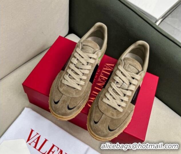 Top Grade Valentino Upvillage Sneakers in Suede Khaki Grey 218084