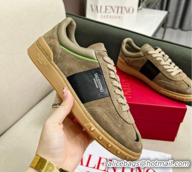 Top Grade Valentino Upvillage Sneakers in Suede Khaki Grey 218084