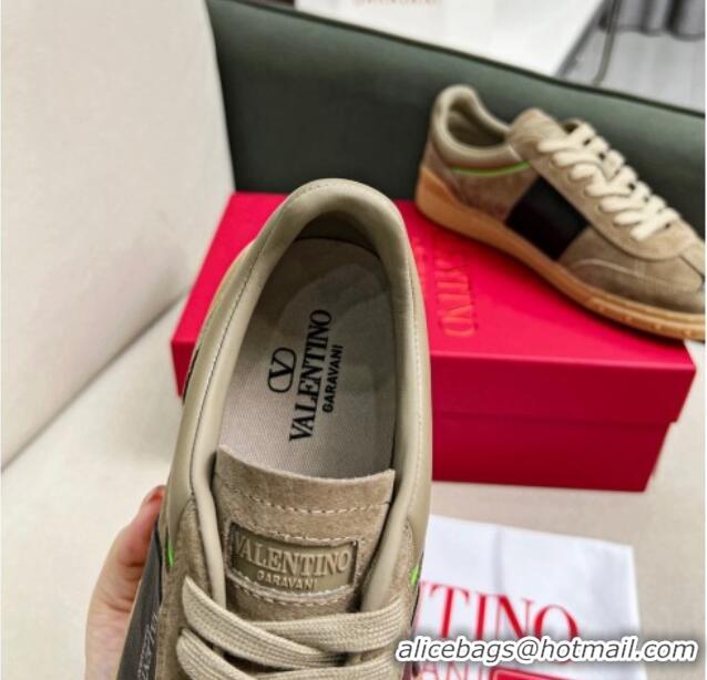 Top Grade Valentino Upvillage Sneakers in Suede Khaki Grey 218084