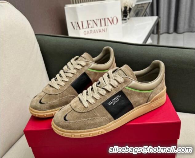 Top Grade Valentino Upvillage Sneakers in Suede Khaki Grey 218084