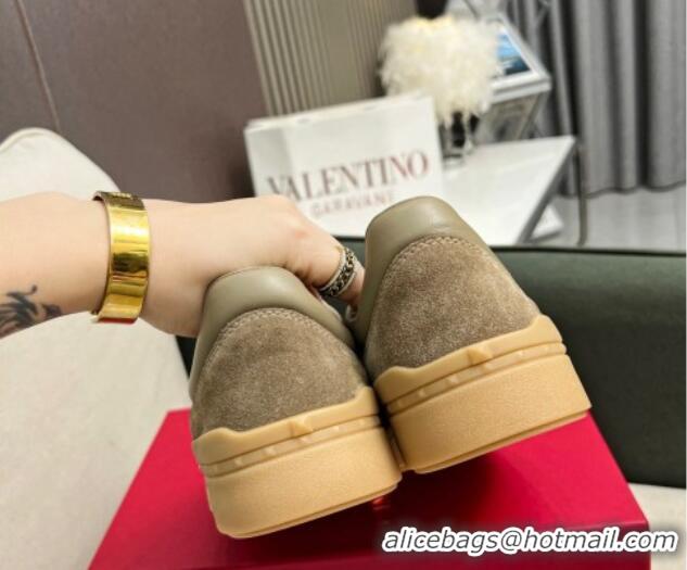 Top Grade Valentino Upvillage Sneakers in Suede Khaki Grey 218084