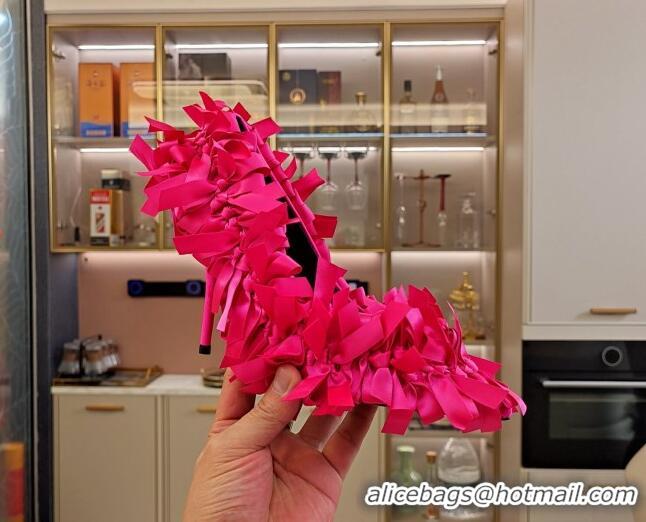 Stylish Balenciaga Garde-Gift Marie-Antoinette Pumps 10cm in satin bows allover Dark Pink 205088