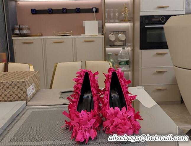 Stylish Balenciaga Garde-Gift Marie-Antoinette Pumps 10cm in satin bows allover Dark Pink 205088