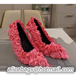 Sumptuous Balenciaga Garde-Gift Marie-Antoinette Pumps 10cm in satin bows allover Peachy Pink 205089