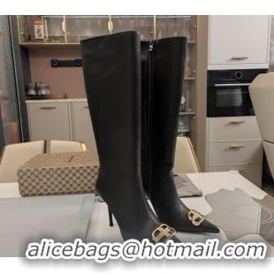 Best Price Balenciaga Calfskin BB High Heel Boots 10cm Black 218138