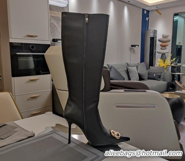 Best Price Balenciaga Calfskin BB High Heel Boots 10cm Black 218138