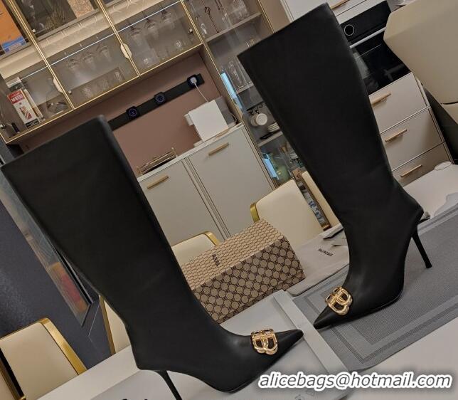 Best Price Balenciaga Calfskin BB High Heel Boots 10cm Black 218138