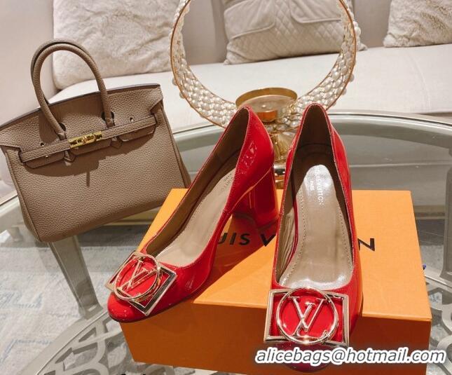 Unique Discount Louis Vuitton Madeleine Pumps 8cm in Patent Leather with LV Circle Red 204027