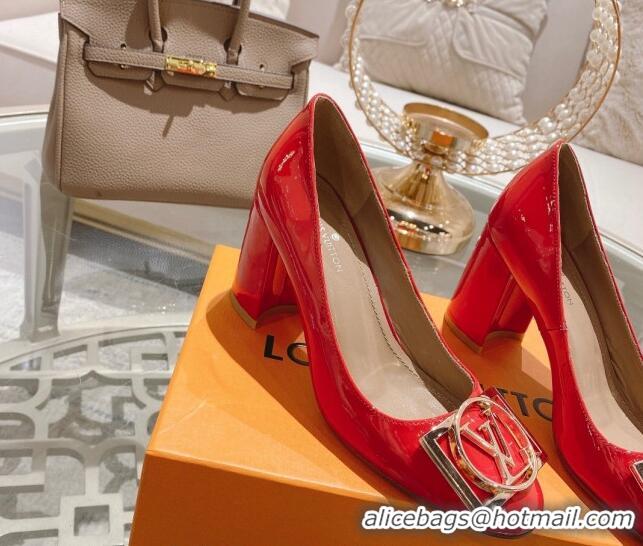 Unique Discount Louis Vuitton Madeleine Pumps 8cm in Patent Leather with LV Circle Red 204027