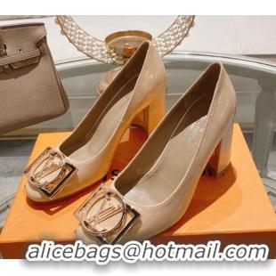 Good Looking Louis Vuitton Madeleine Pumps 8cm in Patent Leather with LV Circle Nude 204028