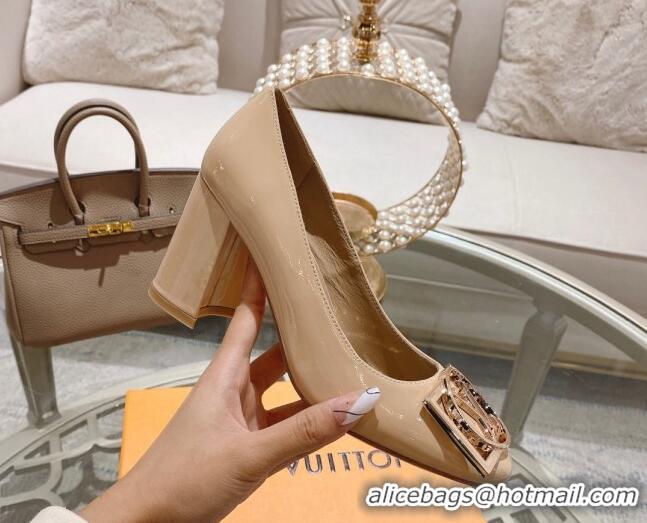 Good Looking Louis Vuitton Madeleine Pumps 8cm in Patent Leather with LV Circle Nude 204028