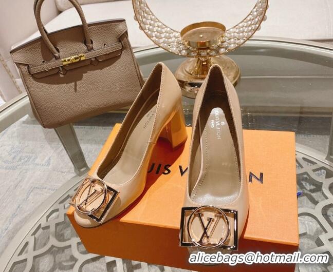 Good Looking Louis Vuitton Madeleine Pumps 8cm in Patent Leather with LV Circle Nude 204028