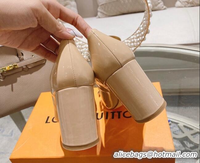 Good Looking Louis Vuitton Madeleine Pumps 8cm in Patent Leather with LV Circle Nude 204028