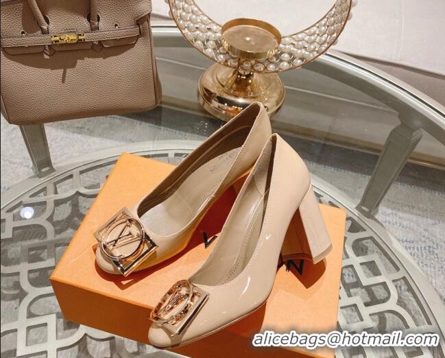 Good Looking Louis Vuitton Madeleine Pumps 8cm in Patent Leather with LV Circle Nude 204028