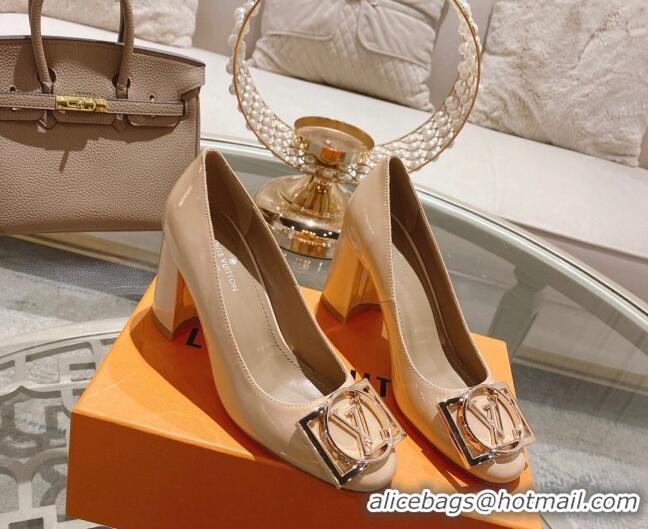 Good Looking Louis Vuitton Madeleine Pumps 8cm in Patent Leather with LV Circle Nude 204028