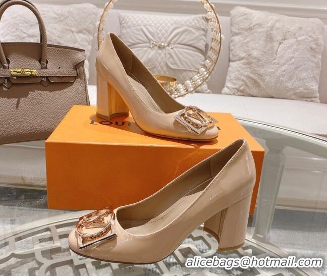 Good Looking Louis Vuitton Madeleine Pumps 8cm in Patent Leather with LV Circle Nude 204028