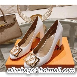 Durable Louis Vuitton Madeleine Pumps 8cm in Patent Leather with LV Circle White 204029