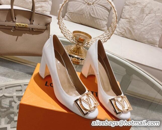 Durable Louis Vuitton Madeleine Pumps 8cm in Patent Leather with LV Circle White 204029