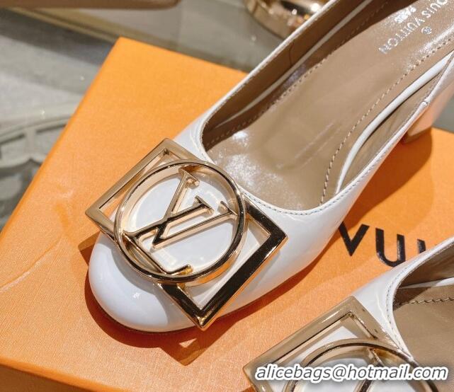 Durable Louis Vuitton Madeleine Pumps 8cm in Patent Leather with LV Circle White 204029