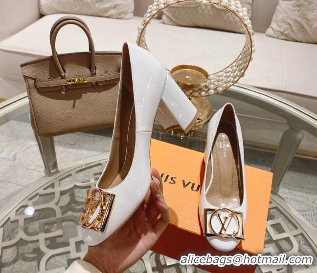 Durable Louis Vuitton Madeleine Pumps 8cm in Patent Leather with LV Circle White 204029