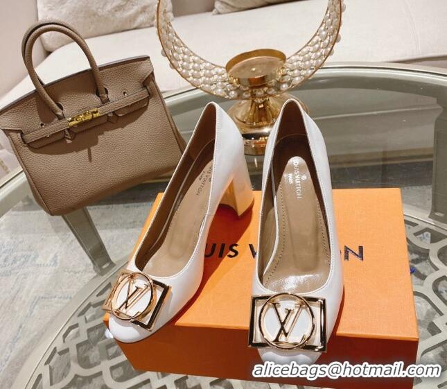 Durable Louis Vuitton Madeleine Pumps 8cm in Patent Leather with LV Circle White 204029