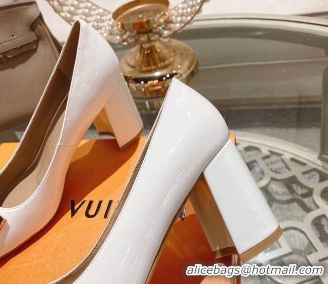 Durable Louis Vuitton Madeleine Pumps 8cm in Patent Leather with LV Circle White 204029