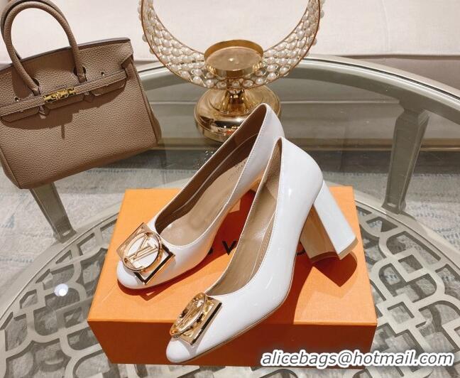 Durable Louis Vuitton Madeleine Pumps 8cm in Patent Leather with LV Circle White 204029