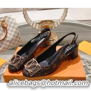 Sophisticated Louis Vuitton Madeleine Slingback Pumps 4.5cm in Monogram Canvas with LV Circle 204031