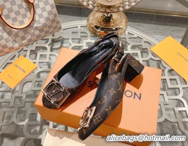 Sophisticated Louis Vuitton Madeleine Slingback Pumps 4.5cm in Monogram Canvas with LV Circle 204031