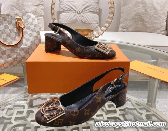 Sophisticated Louis Vuitton Madeleine Slingback Pumps 4.5cm in Monogram Canvas with LV Circle 204031