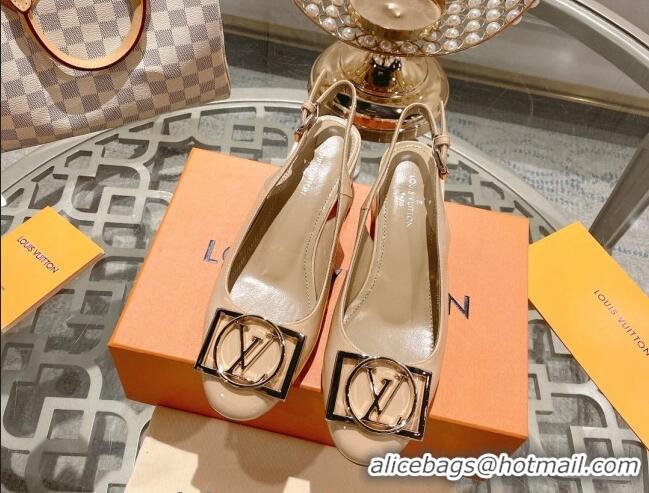 Popular Style Louis Vuitton Madeleine Slingback Pumps 4.5cm in Patent Leather with LV Circle Nude 204032