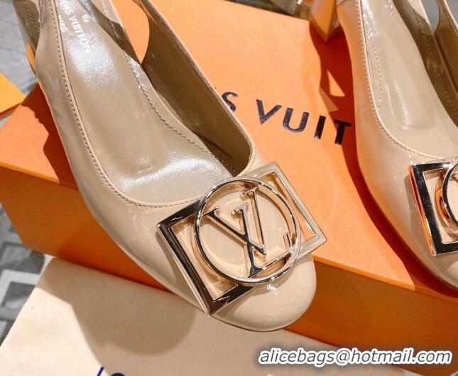 Popular Style Louis Vuitton Madeleine Slingback Pumps 4.5cm in Patent Leather with LV Circle Nude 204032