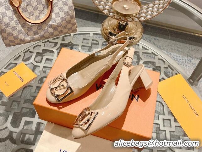 Popular Style Louis Vuitton Madeleine Slingback Pumps 4.5cm in Patent Leather with LV Circle Nude 204032