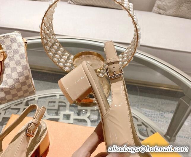 Popular Style Louis Vuitton Madeleine Slingback Pumps 4.5cm in Patent Leather with LV Circle Nude 204032